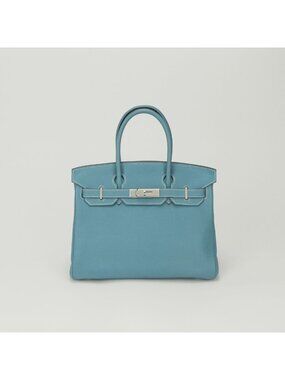 Hermes Birkin 30 Handbag Togo Blue Jean Bluejean Silver